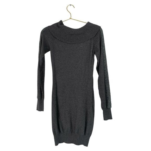 Candies Grey Long Sleeve Sweater Dress Lace Woman’s XS 607 - Picture 5 of 5
